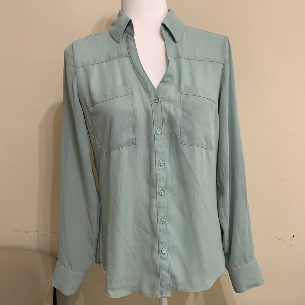 Express | Green Mint Button Down Top - image 1